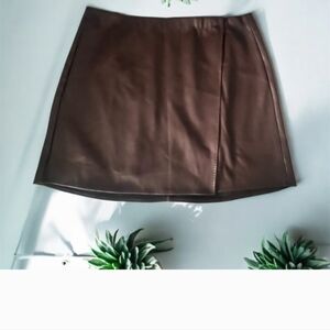 Max Studio London Brown faux leather skirt 2X NWT